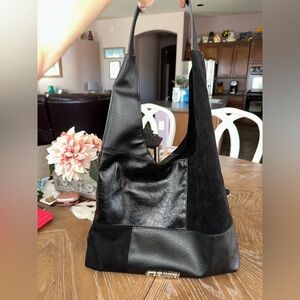 Elegant Black Leather and Suede Hobo- Steve Madden-NWOT